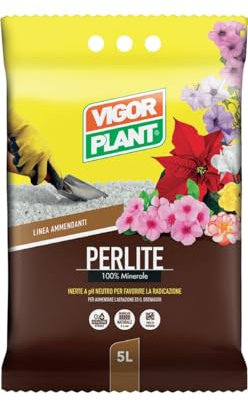 Vigorplant Perlite 100% Minerale Inerte a pH neutro favorisce la radicazione delle piante, ideale da miscelare con terreno - 5 Litri