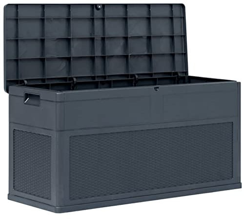 Homgoday Gartenbox mit Stauraum Auflagenbox Aufbewahrungsbox Gartentruhe Kissenbox Gartenmöbel Gartenkasten Gartentruhe für Garten Terrasse Pool 320 L Anthrazit