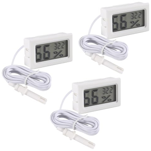3 Stück Mini-Digital-Thermometer-Hygrometer Mit Externer Sonde, Lcd-Temperatur-Feuchtigkeitsmesser-Feuchtigkeitsmessgerät Für Reptilienbrutkasten, Geflügel, Gewächshaus, Kühlschrank (℃)