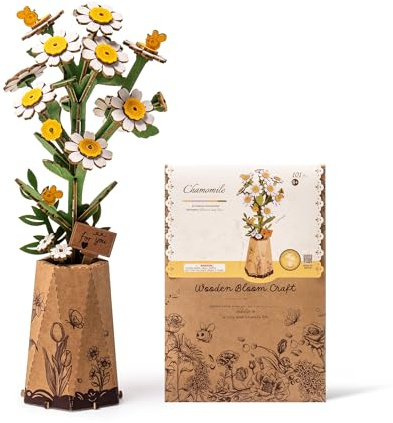 rowood 3D Puzzle DIY Wooden Flower, Artificial Flowers Model Kits to be Assembled, Craft Set for Adults, Best Home Décor and Valentine Toy Gift Kit