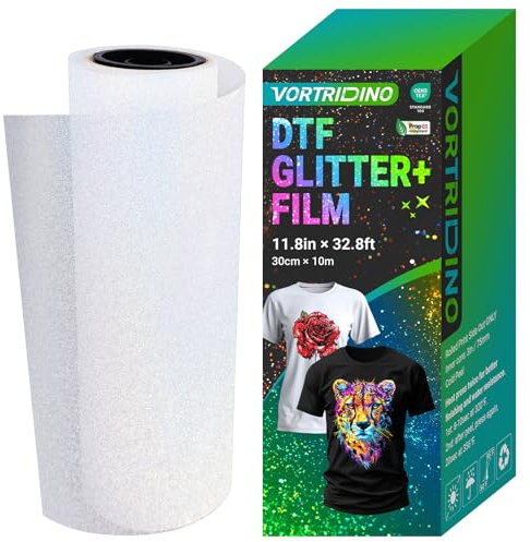 VORTRIDINO Rouleau de film de transfert à paillettes DTF - 30 cm x 10 m - À décoller à froid - Pour sublimation DTF, bricolage