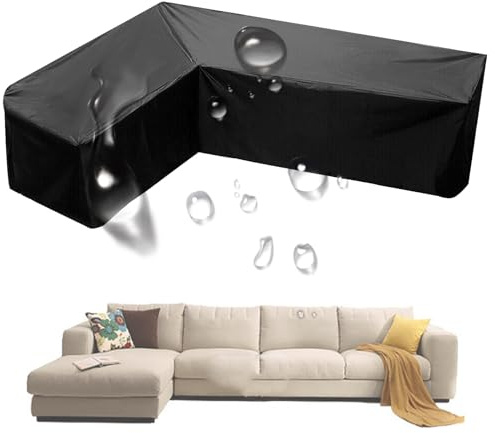 Gartenmöbel Abdeckung Winterfest L/V-Form,Wasserdicht Schutzhülle für Loungemöbel L-form,210D Oxford Staubdicht Abdeckplane für Gartenmöbel Ecksofa Outdoor(Size:L Shape: (right facing)286×222cm,Color