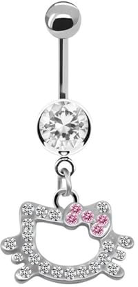 EIROVYA Damen Bauchnabel Ring, Bauchnabelpiercing, Chirurgenstahl Piercing Schmuck, Niedliche Kätzchen Form, Piercing Bauchnabel, Bauchnabelpiercing Ring, Edelstahl Bauchnabelpiercing, 10mm