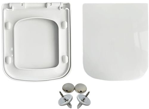 Abattant de toilette carré à fermeture lente avec double clé, fermeture douce et silencieux, siège de toilette épais, accessoire de salle de bain familial blanc