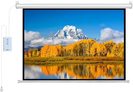 Pantalla de proyector motorizada de 60/72″ con Control Remoto inalámbrico, Pantalla de Cine eléctrica 4:3, Control Remoto, for Cine en casa, Interior y Exterior(60 Inch)
