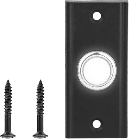 Homeponnew Pulsante di ricambio rotondo per campanello luminoso, interruttore per campanello esterno in metallo impermeabile, per uso domestico o garage, nero (7 x 3,2 cm), confezione da 2 con viti
