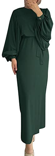 Jinitaimei Gebetskleidung für Frauen, Abaya Damen Muslimische Kleider Lang Ohne Hijab Langarm Flowy Elegant Kaftan Damen Sommerkleid Einfarbig Muslimische Kleidung Robe Abaya Islamische Gebetskleid