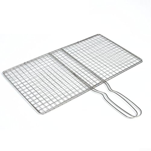 Panier de cuisson en acier inoxydable avec poignée résistante à la chaleur pour hamburgers, steaks, poissons, légumes et fruits de mer – Outil de gril pour barbecue