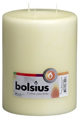 Bolsius Candela a Colonna XXL – Avorio – Multi-stoppino – Lunga Durata di combustione di 100 Ore – Extra Grande – Senza Profumo – Cera di paraffina – 20 x 15 cm