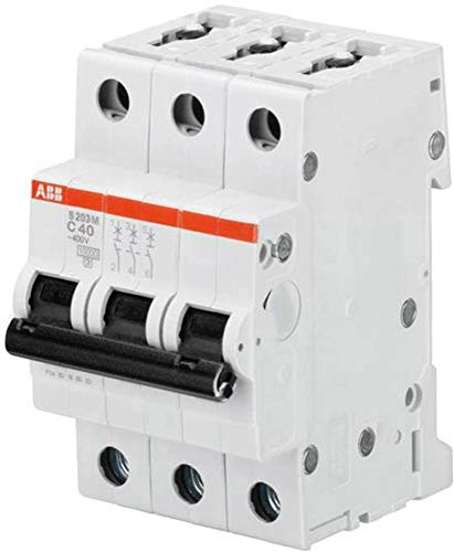ABB S203M-B16 Miniature Circuit Breaker, 3 Pole, Type B, 10kA/15kA Breaking Capacity, 16 Amp Current (2CDS273001R0165)