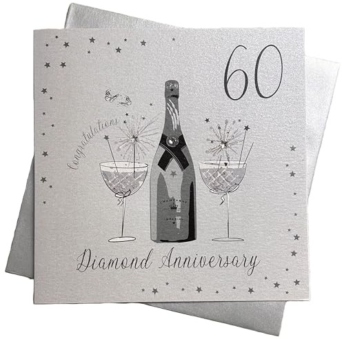 WHITE COTTON CARDS groß Diamant Hochzeit Jahrestag, handgefertigt 60. Jahrestag Karte