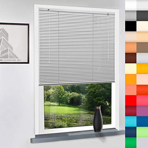Aluminium Jalousie nach Maß, hochqualitative Wertarbeit, 28 Farben verfügbar, Maßanfertigung, für Fenster und Türen, Alu Jalousien, Decken und Wandmontage (Achatgrau, Höhe: 220cm x Breite: 160cm)