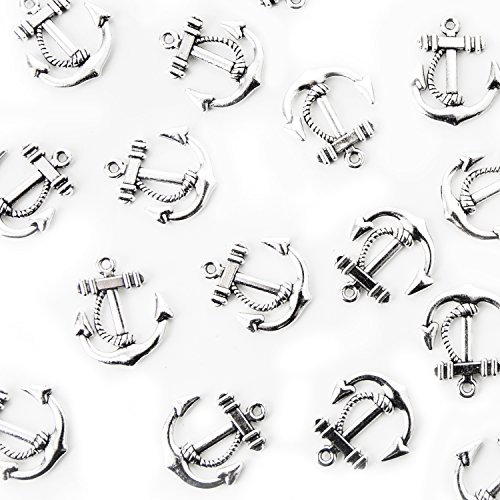 Anker Streudeko, 24 Stück: Mini Anker aus Metall, Maritime Deko, Tischdeko Flach, Dekoration Badezimmer Maritim, Maritimdeko Bad & Wohnzimmer, Sommer, Strand & Meer, Mit Öse, Baddeko Klein, 2,2 cm