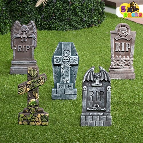 JOYIN 43cm de Altura Tumbas de Halloween (5 Pack), con 12 Piezas estaca de Metal para Decoraciones de Halloween