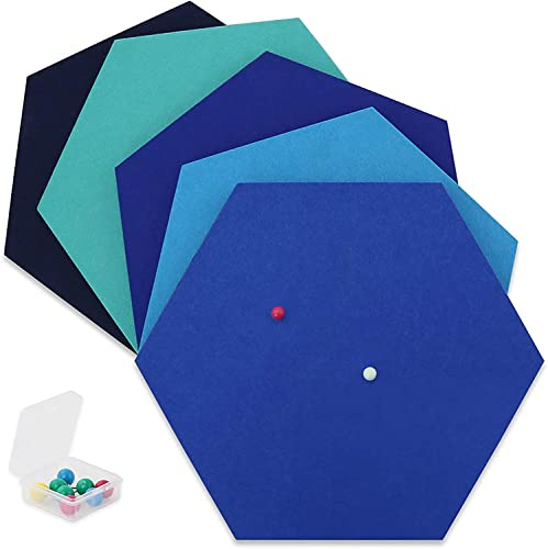 SEG Direct Sechseckig Filztafel in Blau Serie 5-teiliges Set mit Stecknadeln, 30 cm x 26 cm
