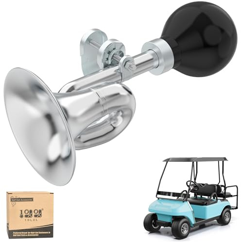 10L0L Golf Cart Bugle Horn, Retro Chrome Snail Air Horn for Yamaha, EZGO, Club Car | Loud & Classic Safety Horn | Universal Fit for Golf Carts, Bikes, Boats | Stainless Steel & Weatherproof
