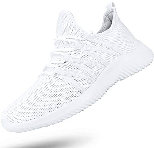 Feethit Womens Slip On Running Shoes Breathable Walking Shoes Lightweight Gym Workout Shoes Non Slip Fashion Sneakers White Size 8.5