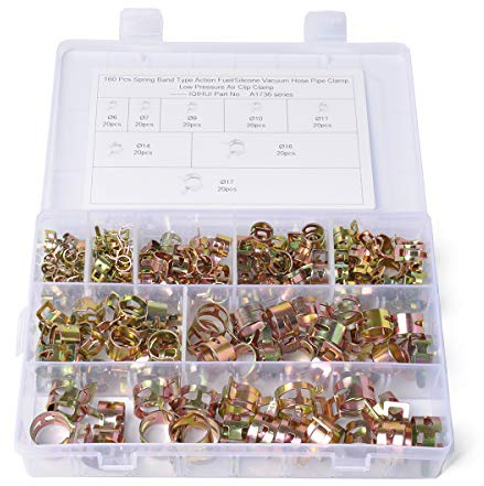 Namvo 8 Gr??e 160 Stück Federschlauchklemmen Kraftstoffleitung Wasserleitung Luftschlauch Silikon Vakuumschlauchklemme Befestigungssortiment 6 mm 7 mm 9 mm 10 mm 11 mm 14 mm 16 mm 17 mm
