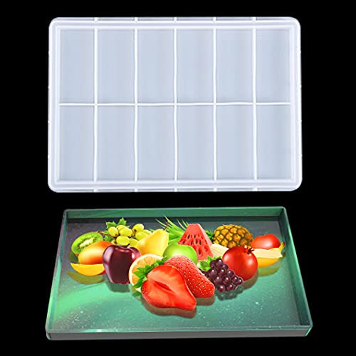 Rolin Roly Stampo in Resina Grande Vassoio Rettangolare Stampi in Silicone Piatto Frutta Stampi in Colata Epossidica Fai-Da-Te per Decorazione per La Casa di Gioielli Cosmetici Frutta Titolare