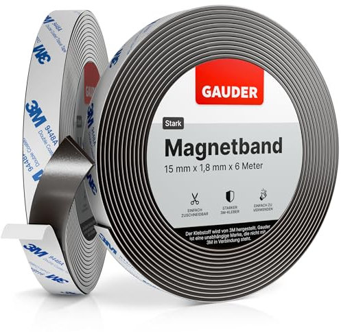GAUDER Magnetic Tape Self Adhesive | Magnet Strips with Adhesive Backing | Sticky Back Magnet Roll (30 mm x 6 m)