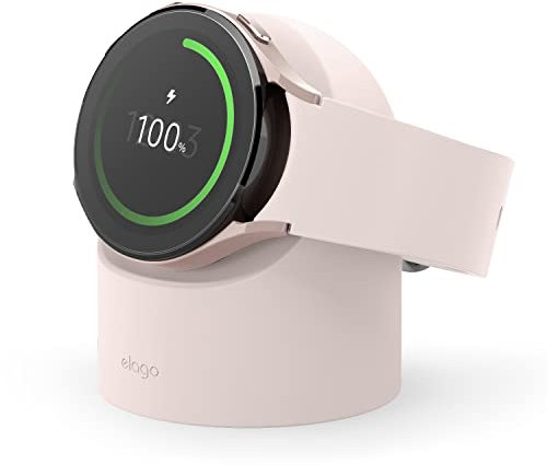 elago Ladestation für Samsung Galaxy Watch 8/8 Classic/7/Ultra/6/6 Classic/5/5 Pro [40/43/44/45/47mm] Ladegerät, Nachttischmodus, Kabelmanagement [Kabel Nicht im Lieferumfang Enthalten] (Sand Rosa)