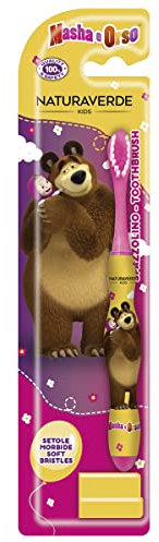 Naturaverde | Kids – Masha & Oso – Cepillo de dientes con cerdas suaves para niños, divertido para niños, 1 unidad, 33997