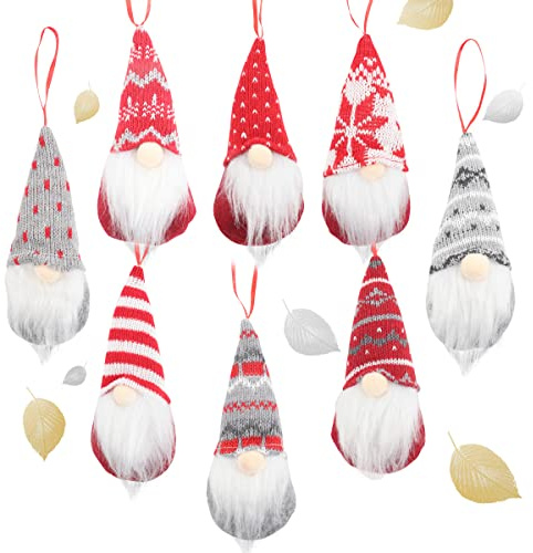 Awilnax Jultomtar prydnader, 8 stycken julgran hängande tomtar dekorationer handgjorda tomte tomtar plysch skandinavisk jultomte tomte dockor för jul fest tillbehör heminredning