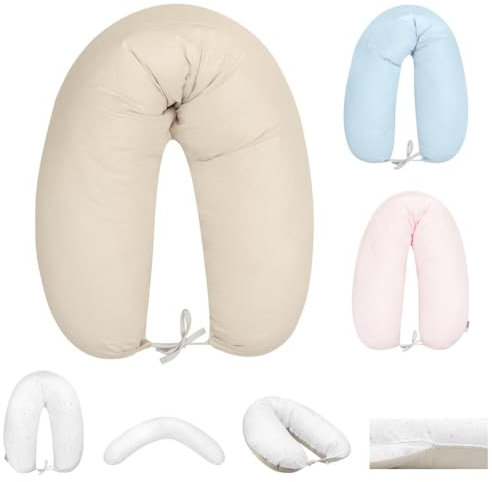 Kikkaboo Stillkissen Dream Big 150 cm lang, 100% Baumwolle, Bezug abnehmbar beige