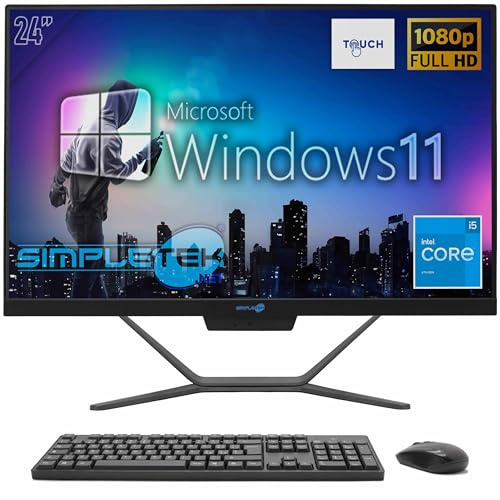 SIMPLETEK - PC todo en uno | 6ª generación Intel Core i5 | Windows 11 Pro | 16 GB SSD RAM 480 GB | Cámara web integrada 2K | Pantalla táctil | BT 5.2