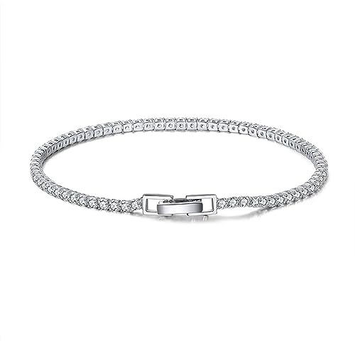 Mesnt Silber Armbänder, 925 Silber Elegantes CZ-Tennisarmband für Frauen Silber, Länge 20cm