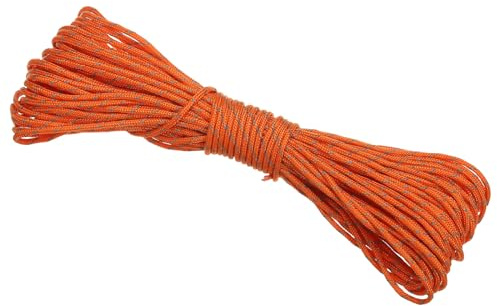 PATIKIL 65 Feet Reflective Guyline Camping Paracord, 2mm Tent Cord Guyline Rope Nylon Paracord Rope for Camping Tent Tarp Hiking, Orange (20M)