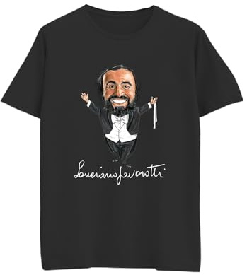 Createe T-Shirt Unisex con Stampa Caricatura Luciano Pavarotti tenore cantante lirico