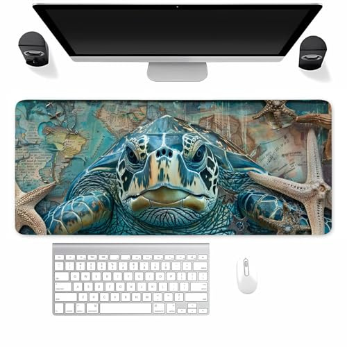 Mauspad Gaming, Mousepad Groß Tier Schildkröte, Mouse Pad XXL 900x400x2mm, mit Einer speziellen Oberfläche und Anti Rutsch Gummi Basis, verbessert Präzision und Geschwindigkeit für Zuhause, Büro