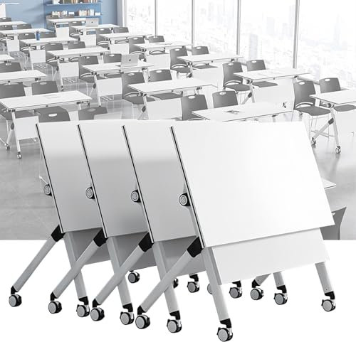 Konferenzraumtisch, Klappbarer Konferenztisch – Mobiler Besprechungs- und Schulungstisch mit Klappplatte und Rädern, Büro-Schulungsraumtisch, Seminar- und Sitzungssaaltisch (Q 4er-Pack, 180