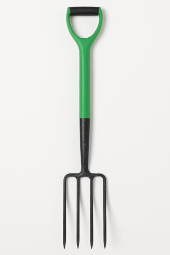 garden fork Heavy Duty Carbon Steel Digging Fork Garden Border Fork with 4 Tooth Handle Cultivating, Digging & Aerating Soil Rust-Resistant Manure Fork for Gardening Ergonomic Non-Slip Grip.