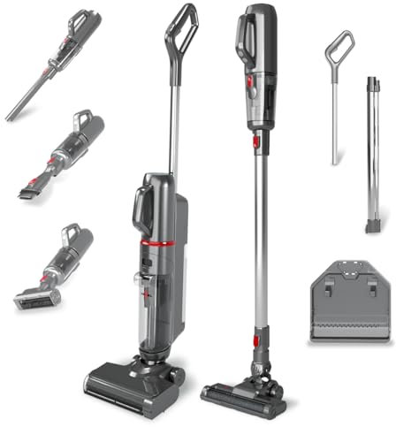 Atvel F35 TotalClean Aspirateur eau et poussière sans fil 5 en 1 | Aspirateur à main puissant et à manche | Auto-nettoyage | HEPA H12 | Léger pour sols durs, coussins et voitures