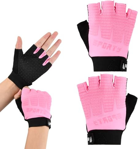 Ziyonix Kinder Halbfinger Fahrradhandschuhe Atmungsaktiv Sport Halbfinger Radsporthandschuhe Rutschfeste Gel Halbfinger Sporthandschuhe Fingerlose Straßenreithandschuhe, für Angeln Radfahren,6-10Jahre