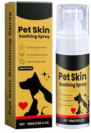 Mnozreo husdjur hud klåda lindrar spray, husdjur hudvård spray, hudspray för husdjur, fuktgivande torr hud, husdjurssårvård spray för hud kliande, 50 ml, 1 st