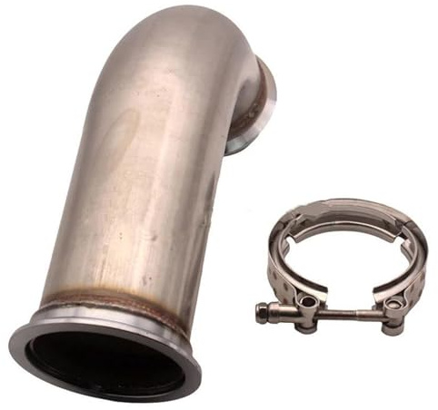 Collettori Di Scarico Adattatore A Gomito A 90 Gradi Con Banda A V Da 3 Pollici Flangia Per Tubo Di Scarico In Acciaio Inossidabile Con Morsetto Gamba Da 6 Pollici Argento HLWXMDZ
