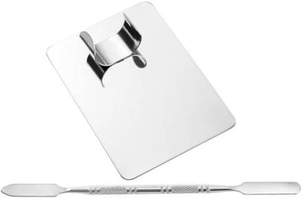 SAFIGLE Palette De Mélange De Maquillage En Acier Inoxydable Avec Spatule Plateau Compact 2.99 X 2.01 X 0.04 in Pour Fond De Teint Pigments Outils De Mélange Cosmétique Pour Maquillage