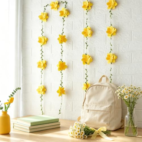 EASY JOY Lote de 2 Guirnaldas de Narcisos 3D en Papel, Decoración Floral Amarilla Primaveral para Bodas, Graduaciones, Pascua, Baby Showers, Arcos de Fiesta y Jardín