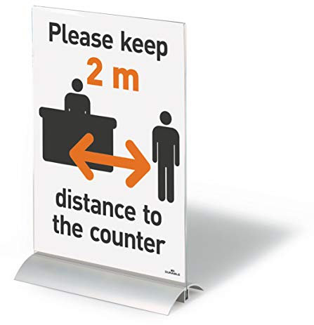 Durable Tischaufsteller Presenter (A4, Acryl/Aluminium) 1 Stück, 858919