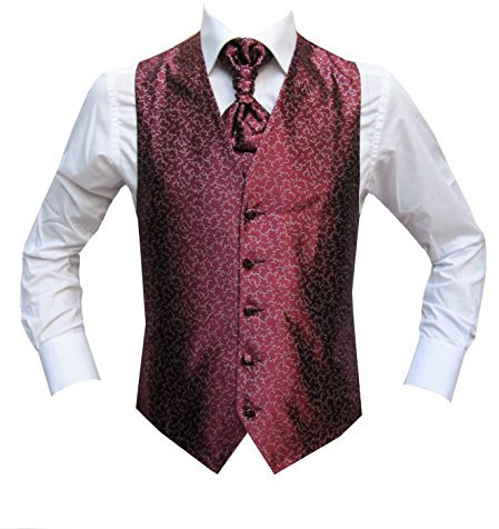 MMUGA Hochzeitswesten Set mit Plastron Bordeaux 50
