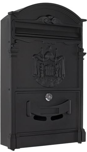 Rottner Ashford Briefkasten schwarz Aluminium Zylinderschloss 2 Schlüssel Namensschildhalter Sichtfenster Befestigungsmaterial