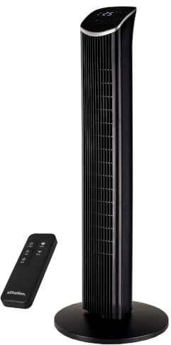 Schallen 36 Tower Fan Oscillating Tall Floor Standing Fan with Remote Control, Digital Display 12H Timer, 8 Speed Settings & 3 Wind Modes | Quiet, Powerful, Energy Efficient Cooling (1, Black)
