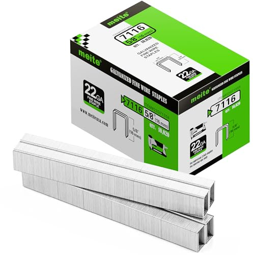 meite Tackerklammern Typ 71/16 mm, 22GA Verzinkte Heftklammern für Drucklufttacker, 10 mm Krone Verzinkte Feine Klammern (10020pcs/Box)
