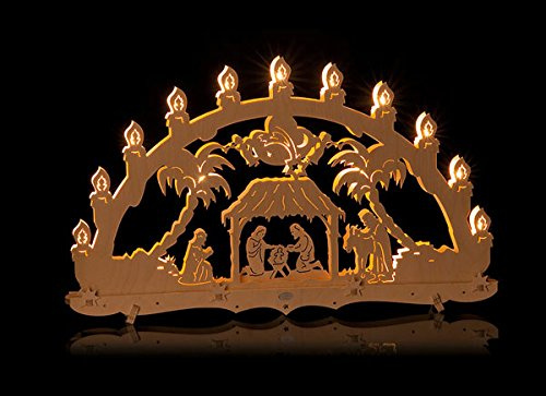ERM Holzmanufaktur Schwibbogen Gross innenbeleuchtet, Christi Geburt