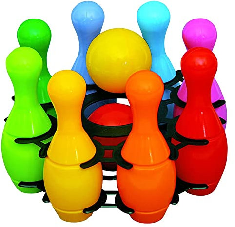 toys4u Mini Bowling Set 8+2 16cm Kegelspiel Kegel Kugel Kinderbowling Kinderkegel