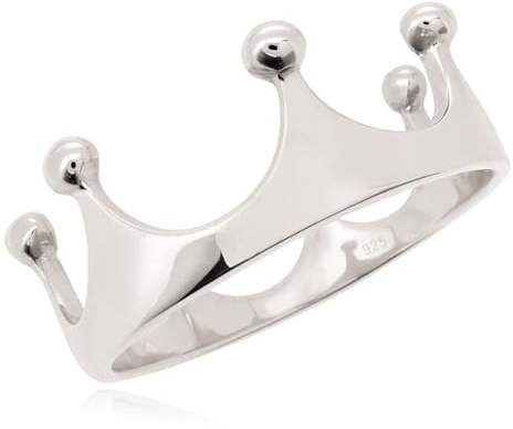 Sovats Bague corona en argent sterling 925 pour femmes – Anneau délicat inspiré de la princesse, finition polie, cadeau de bijoux élégant, taille 58
