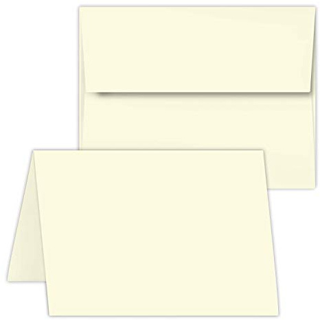 Greeting Cards Set - 4 1/4 x 5 1/2 Cream A2 Card Stock and Envelopes, Scored For Folding, Perfect for Business Invitations, Weddings and All Occasion - 50 Cards and 50 Matching Envelopes
